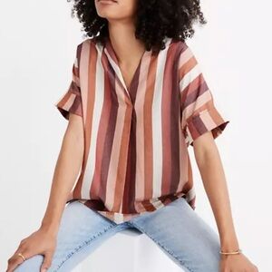 Madewell |Courier Button Back Rainbow Stripe Shirt